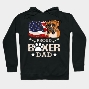 Proud Boxer Dog Dad American Flag Patriotic Dog Tee Hoodie